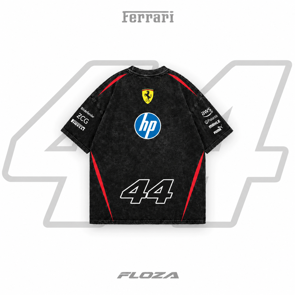 Ferrari F1 Acid Wash Tee — Black