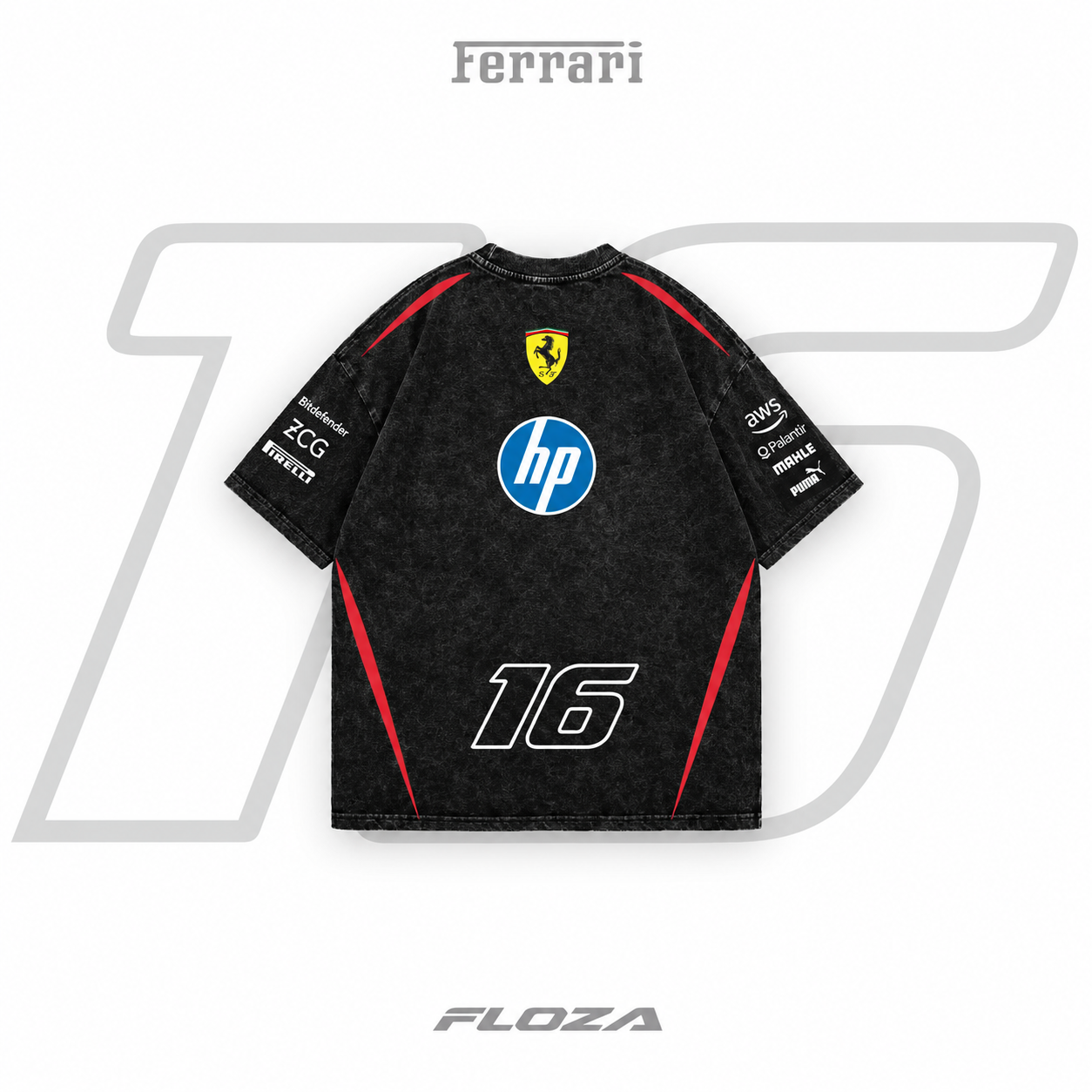 Ferrari F1 Acid Wash Tee — Black
