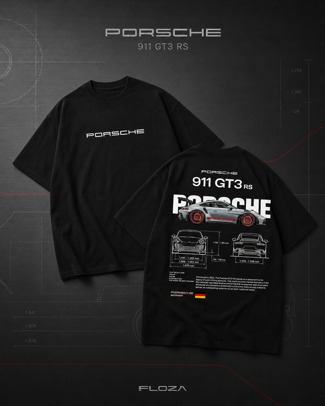 Black Porsche GT3 Tee