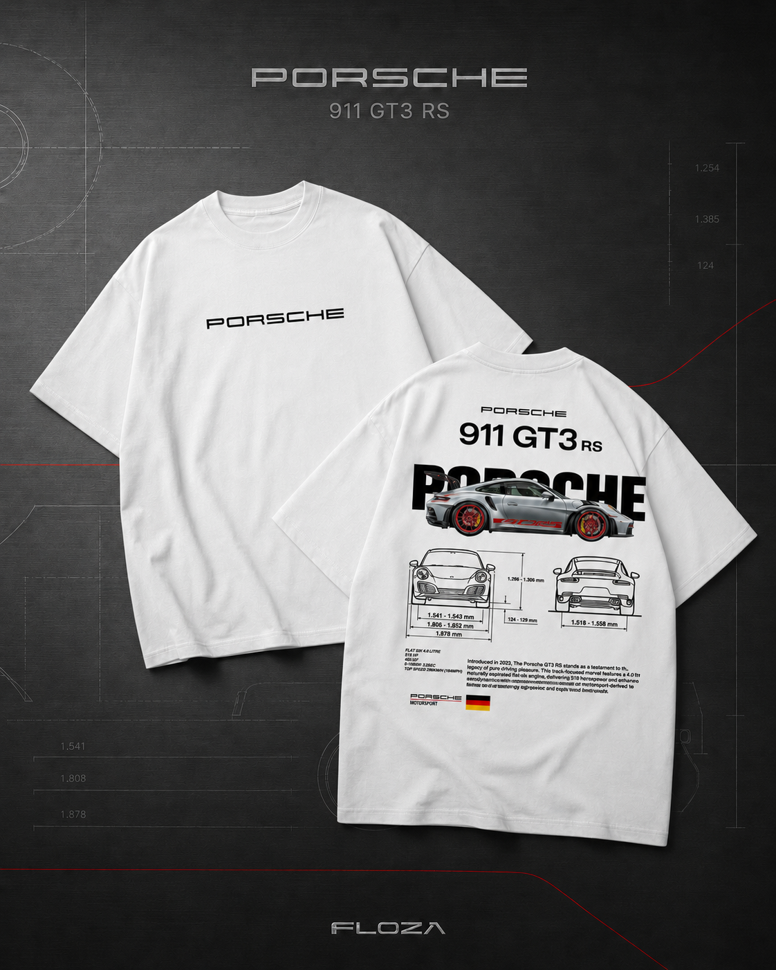 White Porsche GT3 Tee