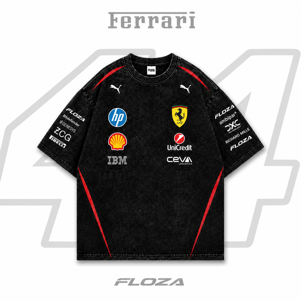 Ferrari F1 Acid Wash Tee — Black
