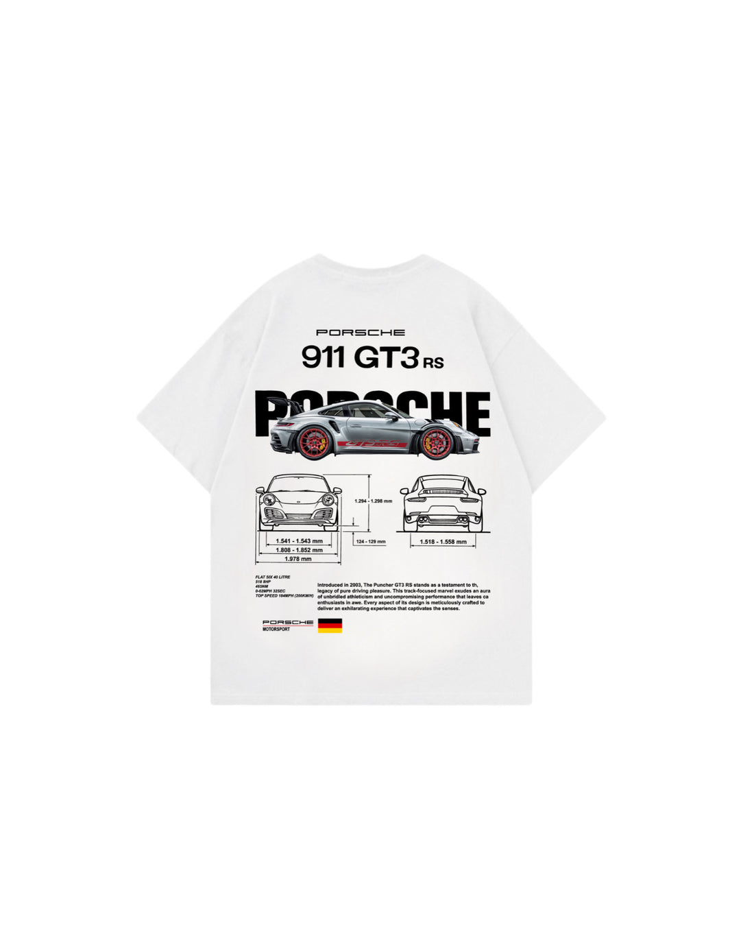 White Porshe GT3 Tee